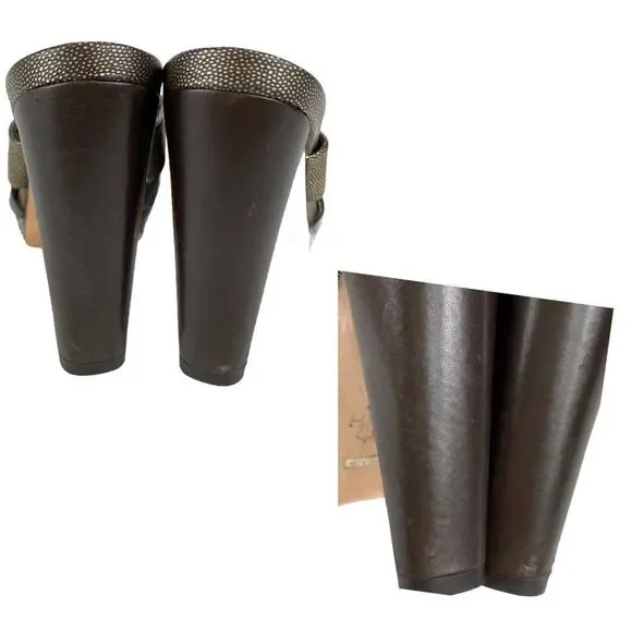 COLE HAAN / NIKE AIR Gold Leather Slide Sandals -7 - Picture 13 of 15